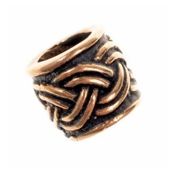 Beard bead with Celtic knot motif, bronze