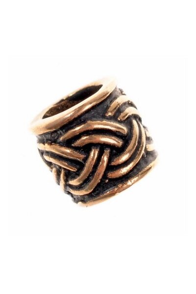 Beard bead with Celtic knot motif, bronze