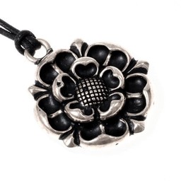 Tudor rose amulet, silvered