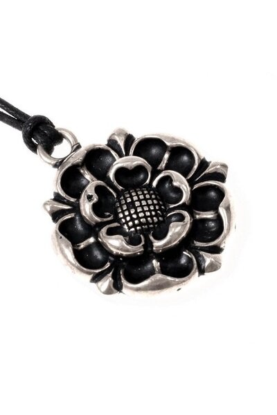 Tudor rose amulet, silvered