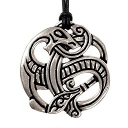 Viking dragon pendant, silvered