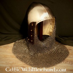 14th century bascinet with aventail flat rings round rivets