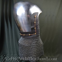 14th century bascinet with chainmail aventail