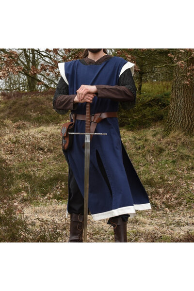 Medieval surcoat Rodrick, blue-natural
