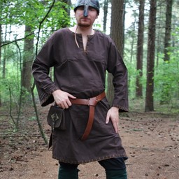 Historical tunic with authentic lining, dark brown