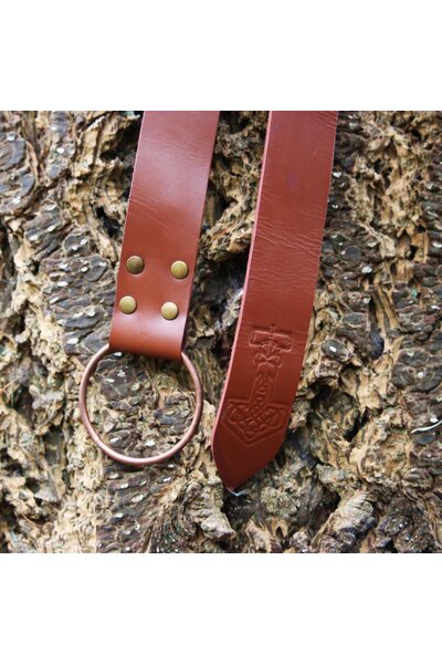 Belt with Thor's hammer, brown