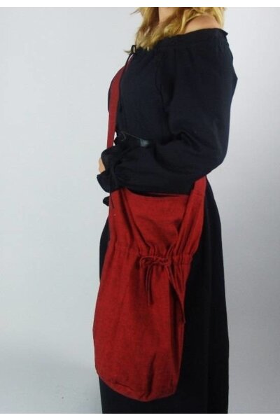Textile shoulder bag, red