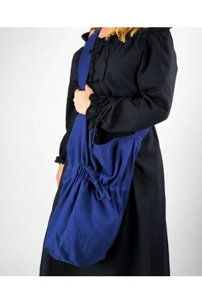 Textile shoulder bag, blue