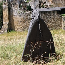 Medieval cloak with hood, grey