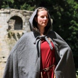 Medieval cloak with hood, grey