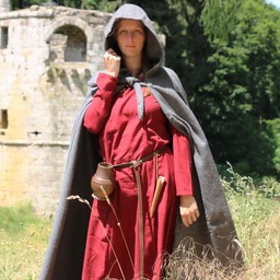 Medieval cloak with hood, grey