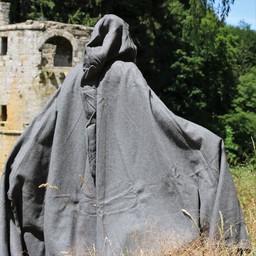 Medieval cloak with hood, grey