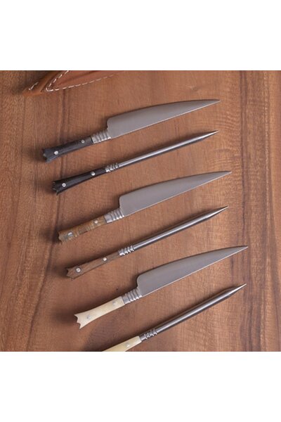 14th century cutlery set knife & eating awl