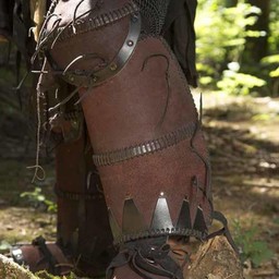 Leather Orc greaves Uzgush, brown, pair