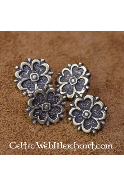 15th century rose belt fittings (5 pieces), bronze