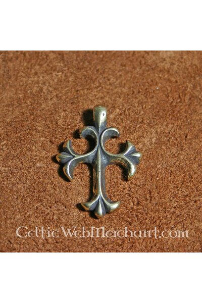 15th century cross pendant, silvered bronze