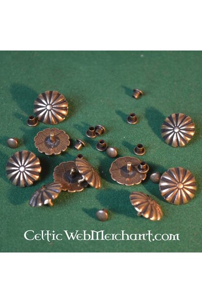 Medieval rosette belt fitting (set of 5 pieces), brass