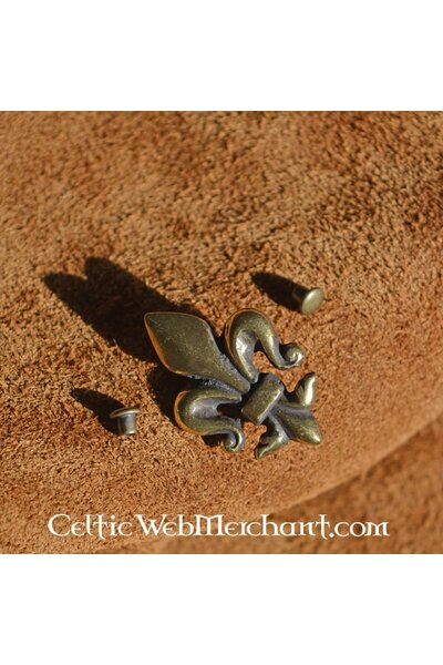 Fleur-de-lys belt fittings (set of 5 pieces), bronze