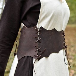 Leather corset belt Maerwynn, brown