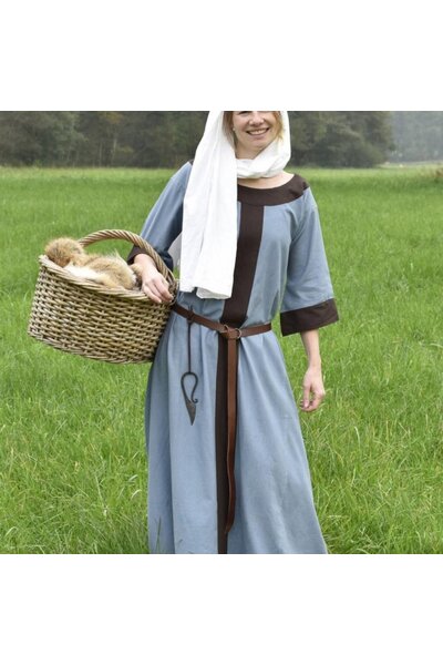 (Early) medieval dress Clotild, blue grey-brown
