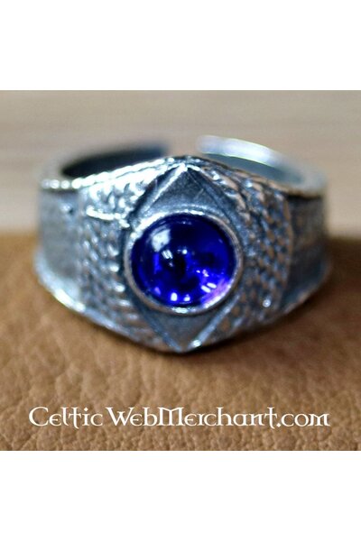Medieval pewter ring, blue
