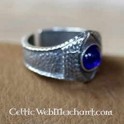 Medieval pewter ring, blue