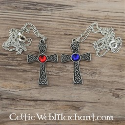 Knotted cross pendant, blue