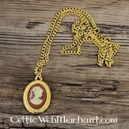 Cameo necklace, large, gilded