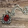 Tudor necklace Elisabeth, red gem, silvered