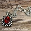 Tudor necklace Elisabeth, red gem, silvered