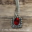 Tudor necklace Elisabeth, red gem, silvered