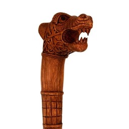 Wooden cane with Oseberg dragon head