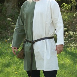 Medieval tunic mi-parti green-white