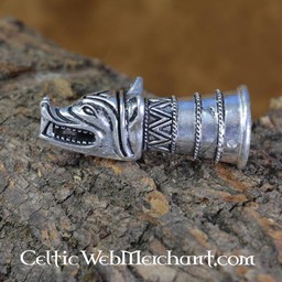 Drinking horn decoration with wolf head, silver