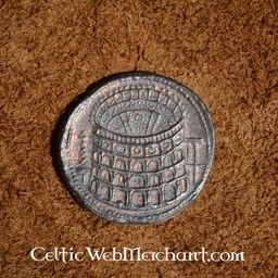 Roman coin opening Colosseum