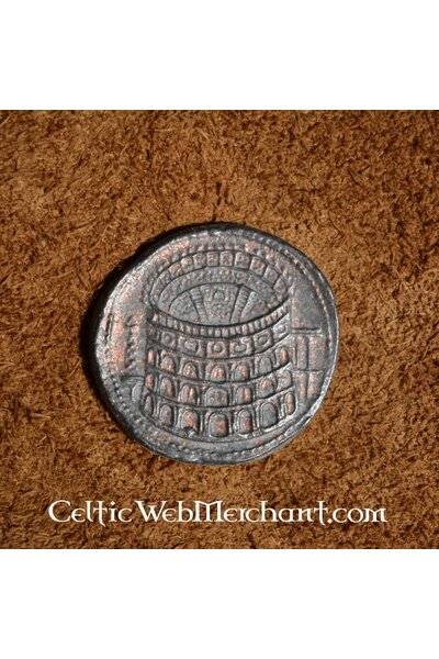 Roman coin opening Colosseum