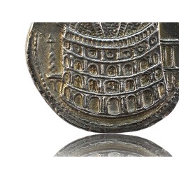 Roman coin opening Colosseum