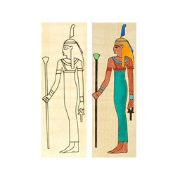 Papyrus coloring plate standing Isis