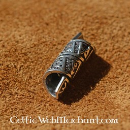 Silver beard bead with runic inscriptions