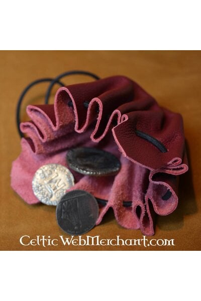 Soft leather pouch, red