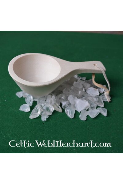 Serving spoon with leather cord