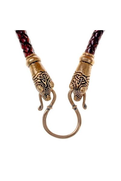 Leather viking necklace Oseberg, brown