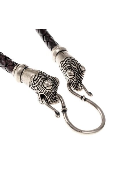 Leather viking necklace Oseberg, black