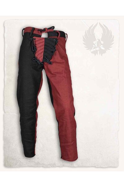 Mi-parti pants Gustav, Black/Red