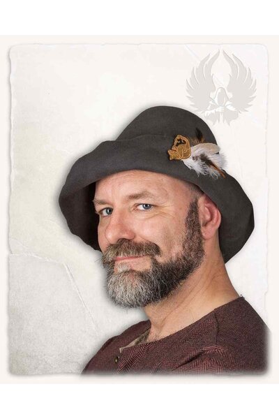 Medieval felt hat Bruno, gray