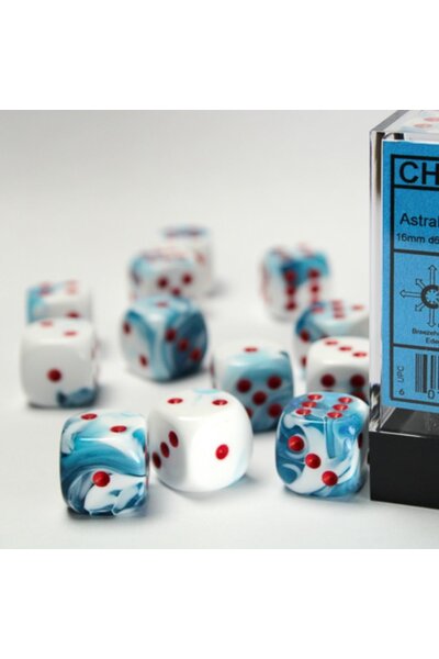 Set of 12 D6 dice, Gemini, blue-white/red