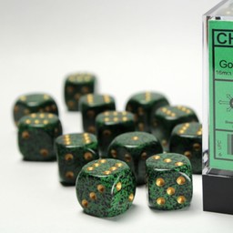 Set of 12 D6 dice, Speckled, Golden Recon