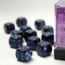 Set of 12 D6 dice, Speckled, Cobalt