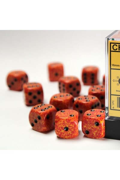 Set of 12 D6 dice, Speckled, Fire