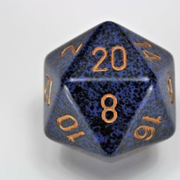 D20 dice, Speckled, Golden Cobalt, 34 mm